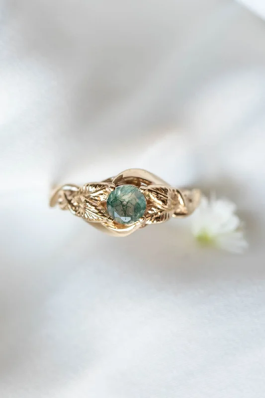 Delicate engagement ring with unique moss agate / Azalea