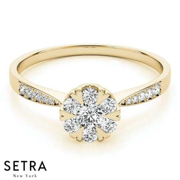 CLASSIC ELEGANT DIAMONDS ROUND CUT ENGAGEMENT HALO RING 14K GOLD