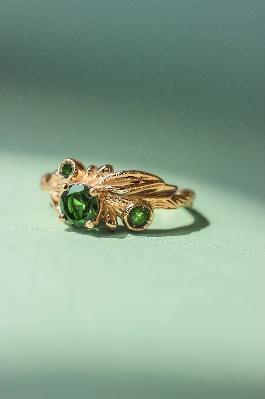 READY TO SHIP: Olivia in 14K yellow gold, natural untreated tourmalines , RING SIZE 4.75 - 7.75 US