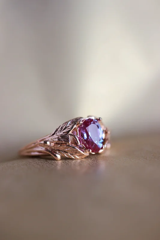 READY TO SHIP: Wisteria in 14K rose gold, pear alexandrite 7x5 mm, RING SIZE 6.75 - 9.75 US