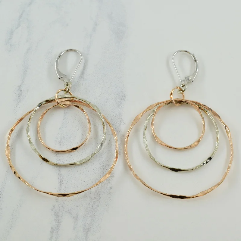 14k Rose & White Gold Drop Earrings