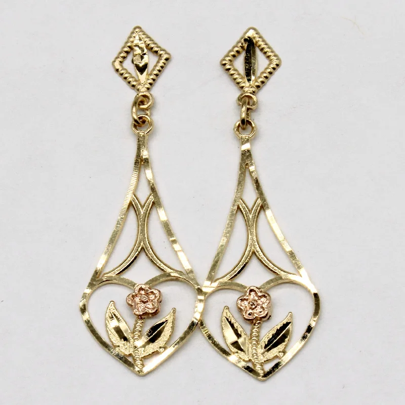 14k Two Tone Gold Drop Earrings