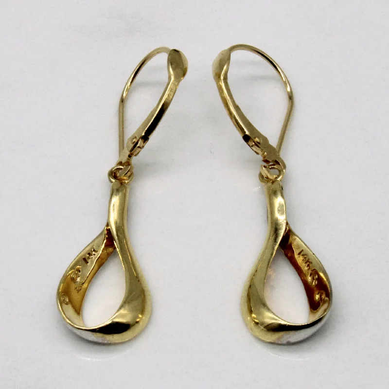 14k Two Tone Gold Drop Earrings