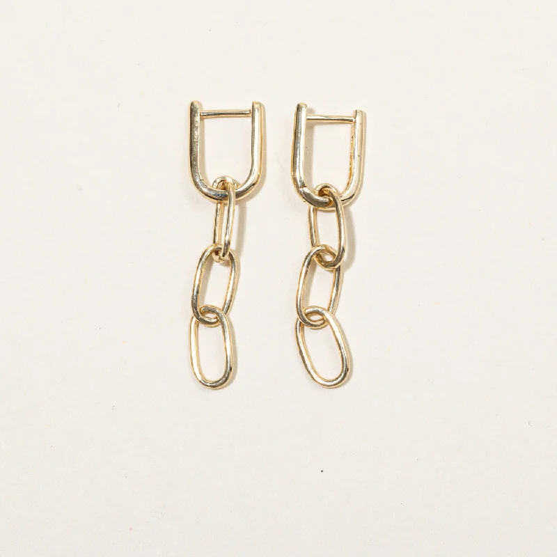 14k Yellow Gold Chain Link Drop Earrings