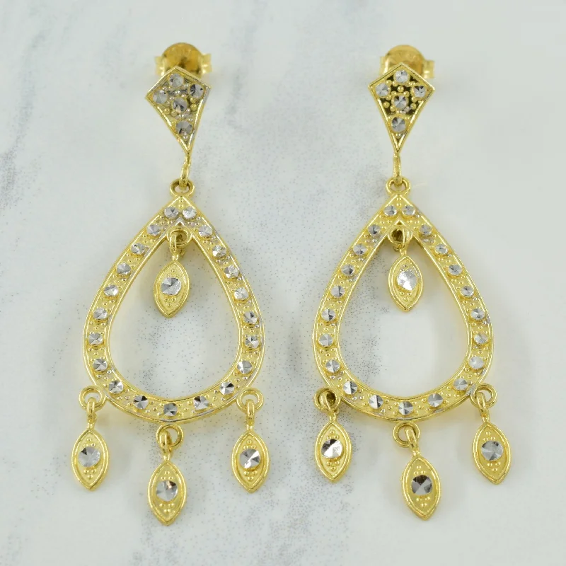 14k Two Tone Gold Drop Earrings