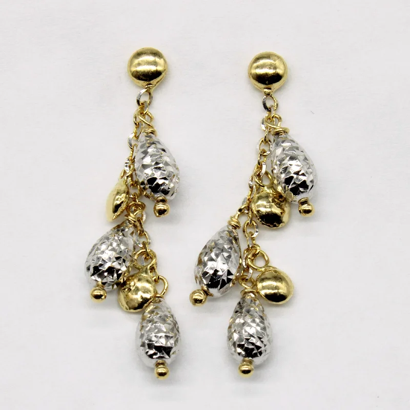 18k Two Tone Gold Drop Earrings