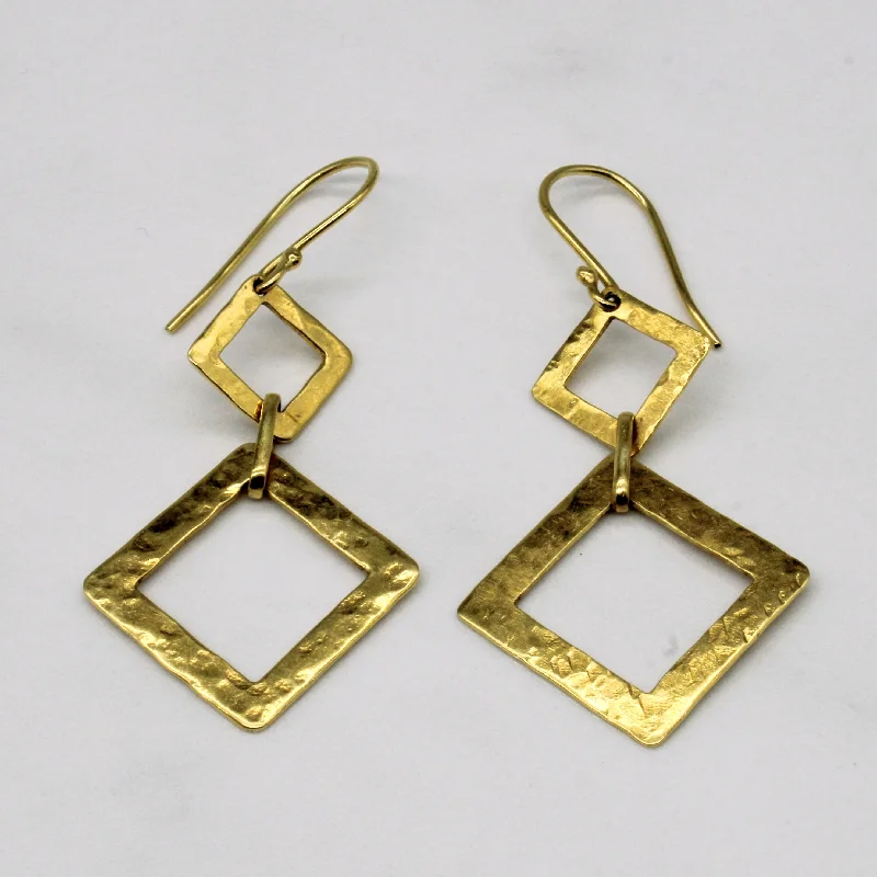 18k Yellow Gold Geometric Drop Earrings