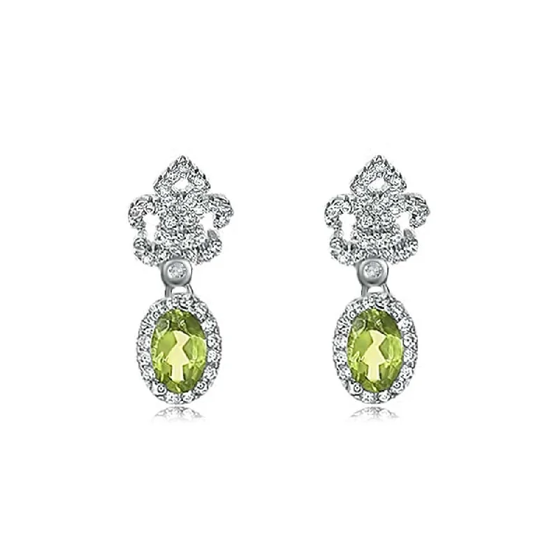 925 Silver Olive Green Pendant Earrings