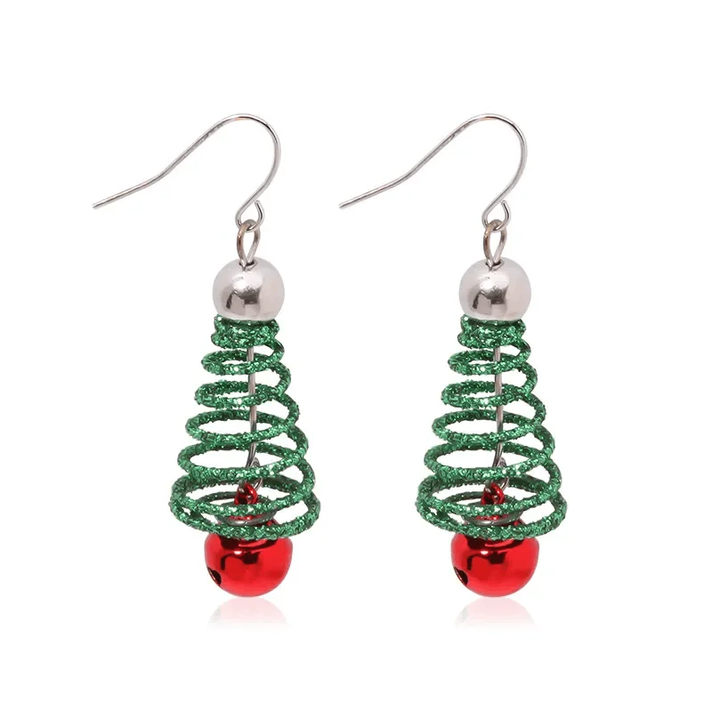 Adult's Christmas 'Spiral Christmas Tree' Drop Earrings