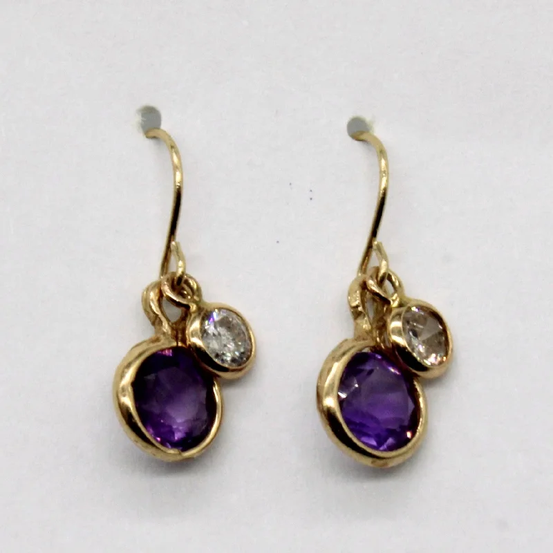 Amethyst & Diamond Drop Earrings | 0.70ctw, 0.25ctw |