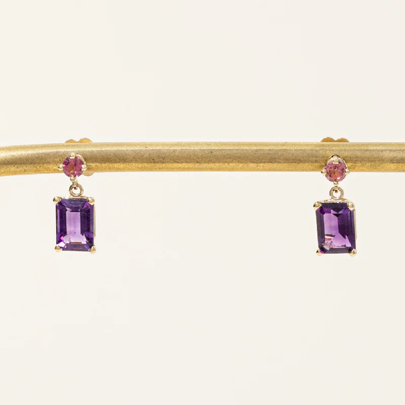 '100 Ways' Amethyst & Tourmaline Drop Earrings | 1.84ctw, 0.26ctw |