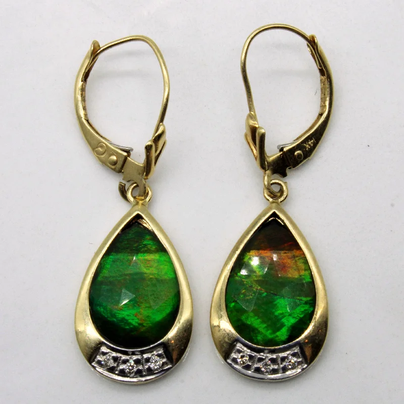 Ammolite & Diamond Drop Earrings | 2.44ctw, 0.02ctw |