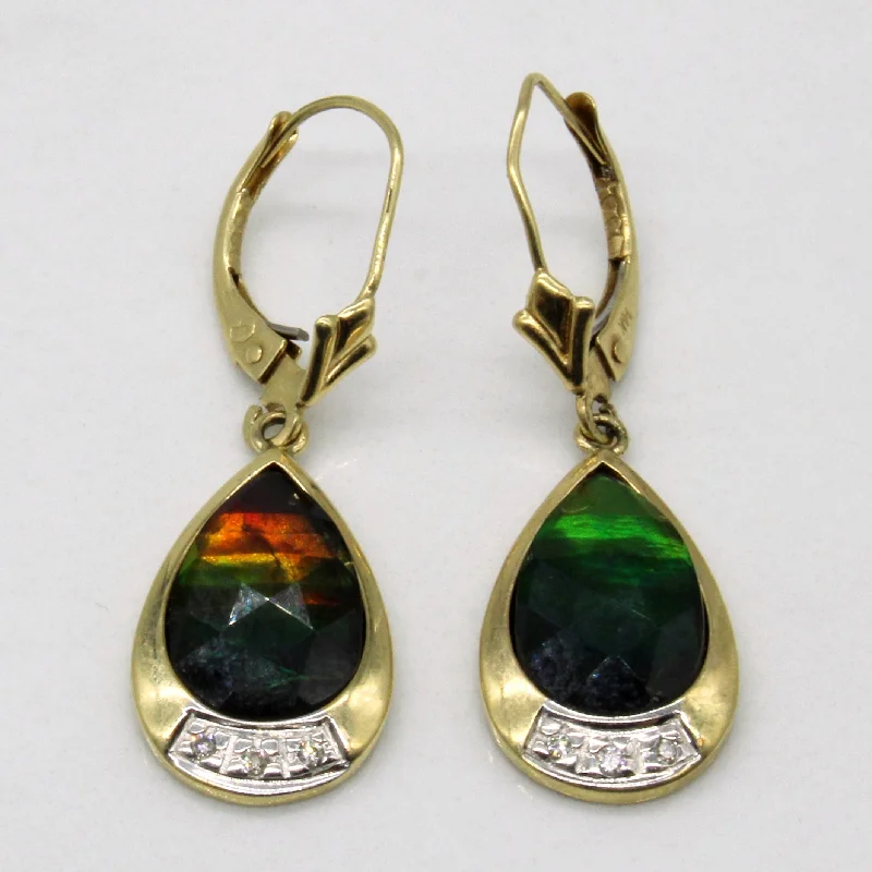 Ammolite & Diamond Drop Earrings | 3.20ctw, 0.03ctw |