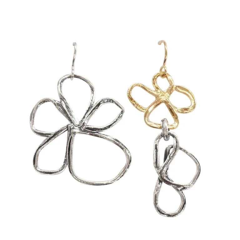 Asymmetrical Flower Statement Drop Earrings