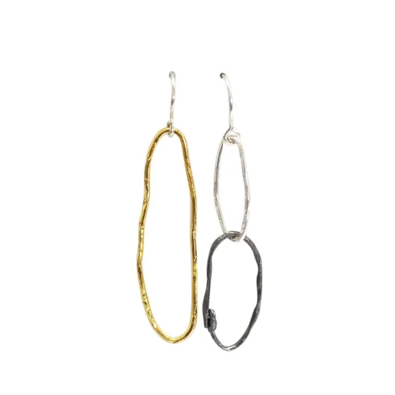 Asymmetrical Organic Loop Drop Earrings