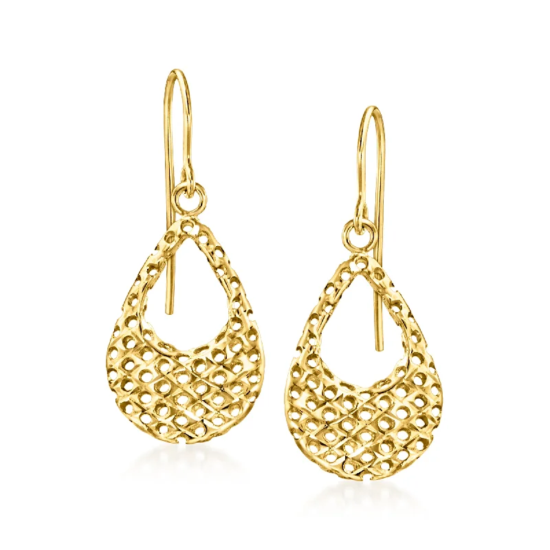 Canaria 10kt Yellow Gold Openwork Teardrop Earrings