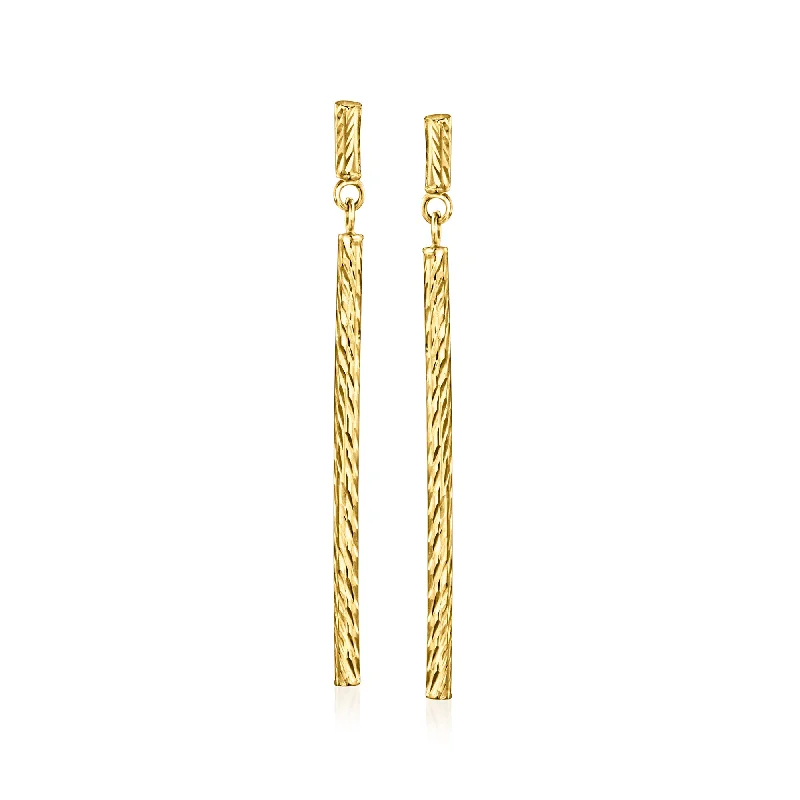 Canaria Italian 10kt Yellow Gold Linear Bar Drop Earrings