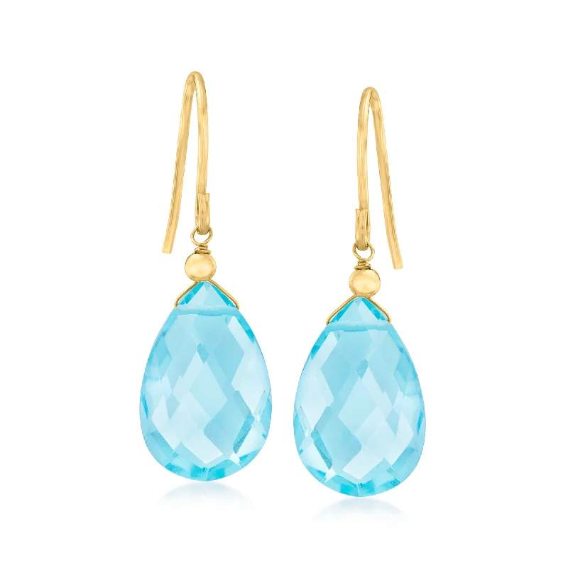 Canaria Sky Blue Topaz Drop Earrings in 10kt Yellow Gold