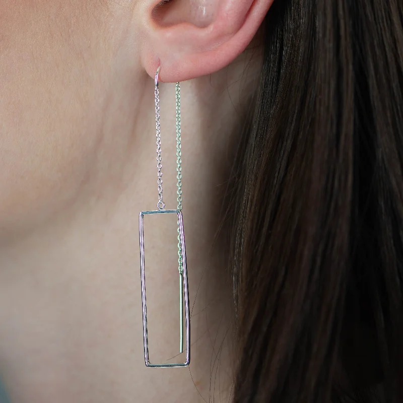 Rectangle Hoop Drop Earrings