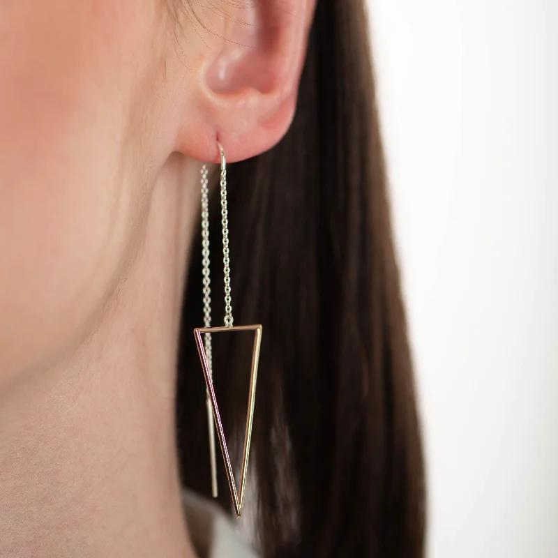 Triangle Drop Earrings - Rose Gold Plated