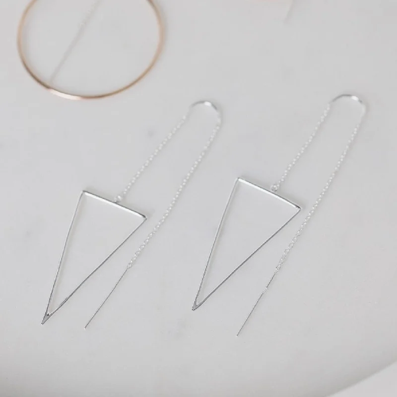 Chain Triangle Hoop Drop Earrings