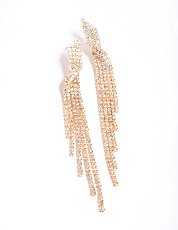 Cubic Zirconia Strand Twist Drop Earrings