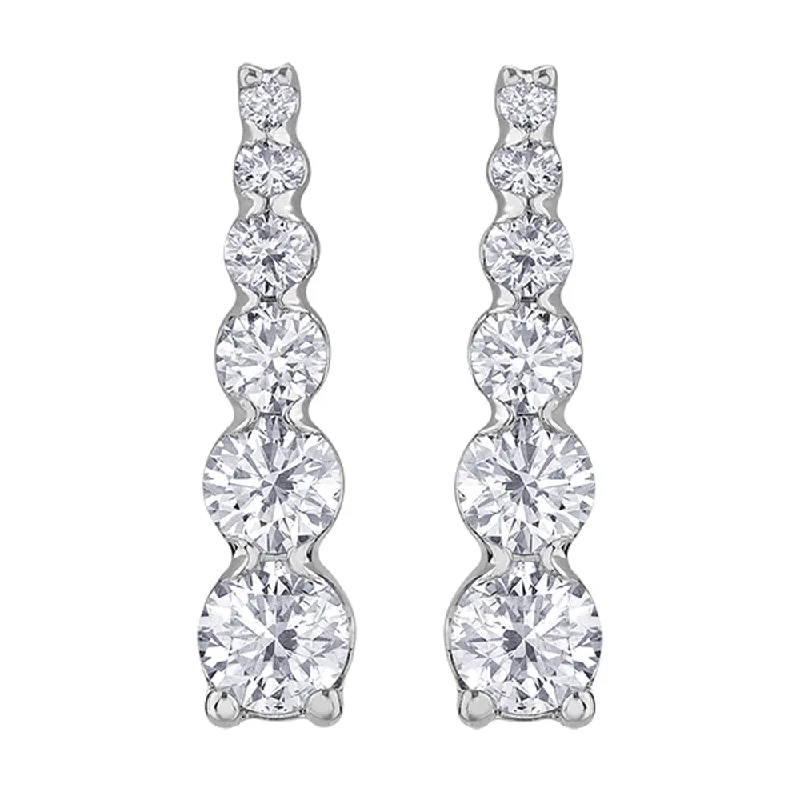 Graduated Diamond and White Gold Drop Earrings