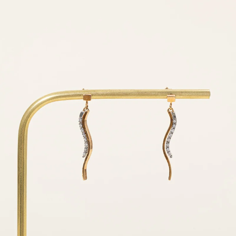 Two Tone Gold Diamond Drop Earrings | 0.08ctw |