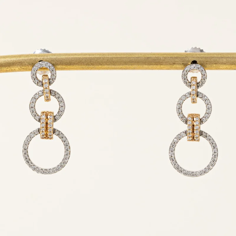 Two Tone Gold Diamond Drop Earrings | 0.40ctw |