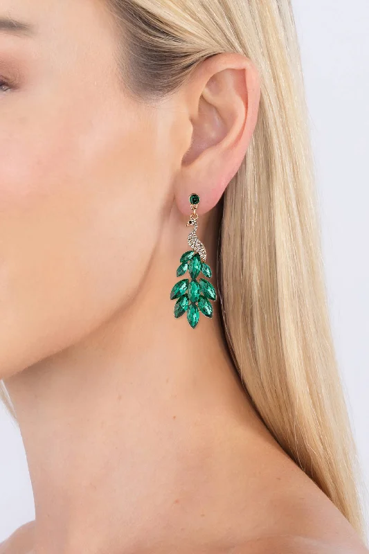 Eye Candy Los Angeles - Green Peacock Drop Earrings