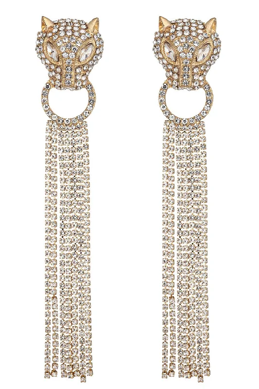 Eye Candy Los Angeles - Jaguar Fringe Drop Earrings