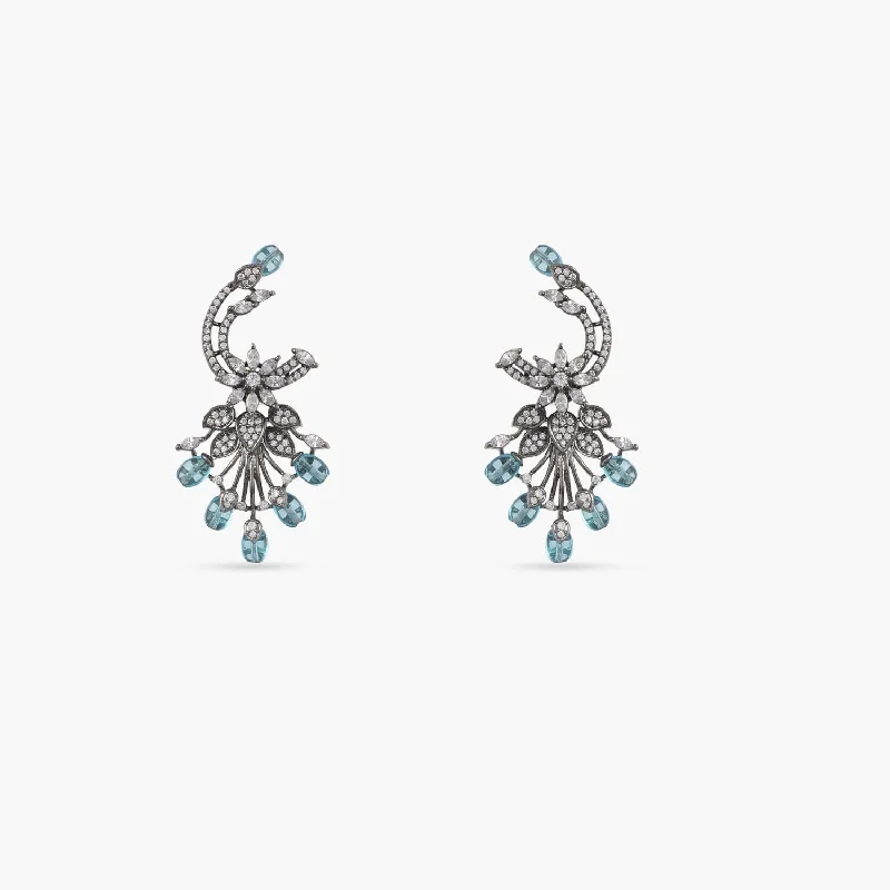 Floral Bloom CZ Drop Earrings