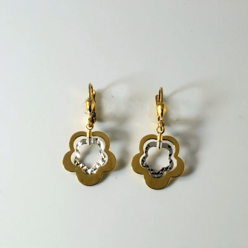 Two Tone Floral Drop Earrings |