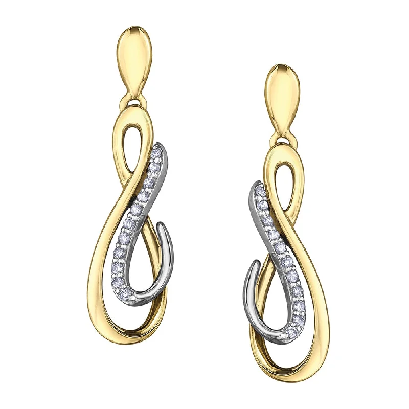 Gold and Diamond Infinity Drop Earrings