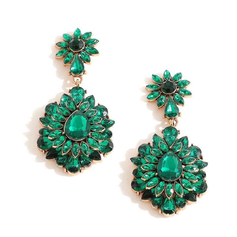 Green Color Green Stone Designer Drop Earrings For Women's