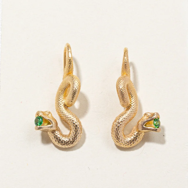 Green Garnet Snake Drop Earrings | 0.36ctw |