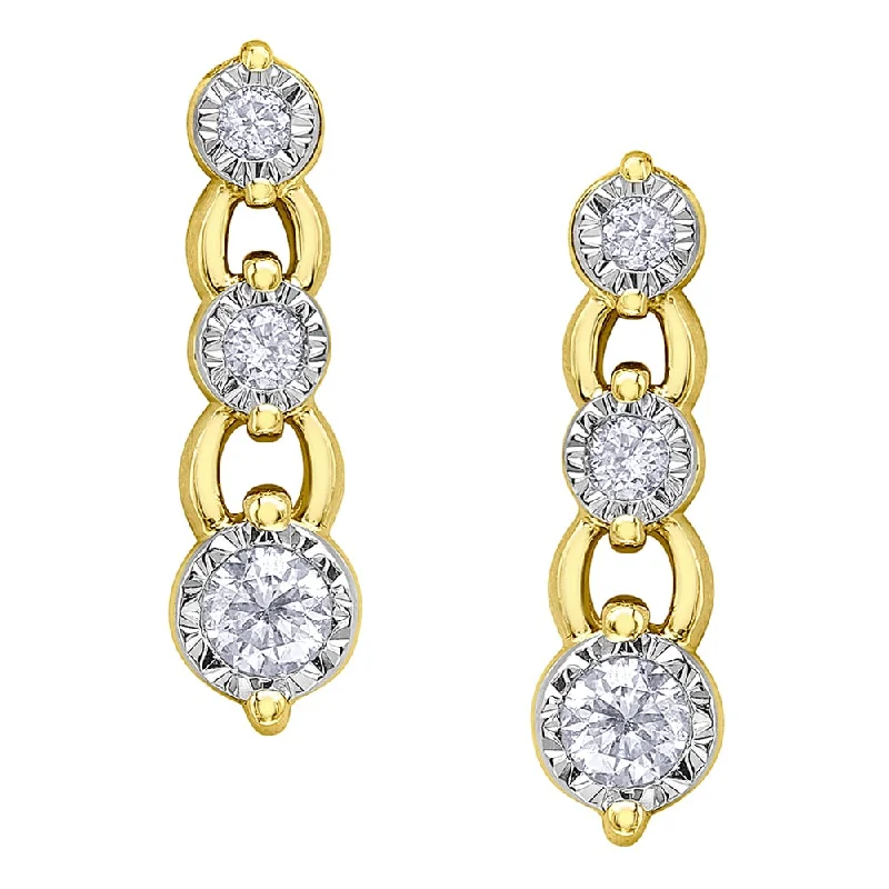 Illusion Set Diamond Chain-Link Drop Earrings