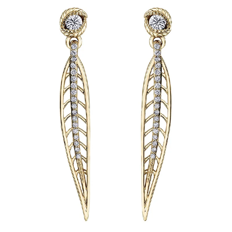 Leaf Inspired Canadian Diamond Drop Earrings