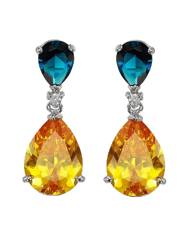 Liv Oliver 18K Plated 8.75 ct. tw. Quartz Double Drop Earrings