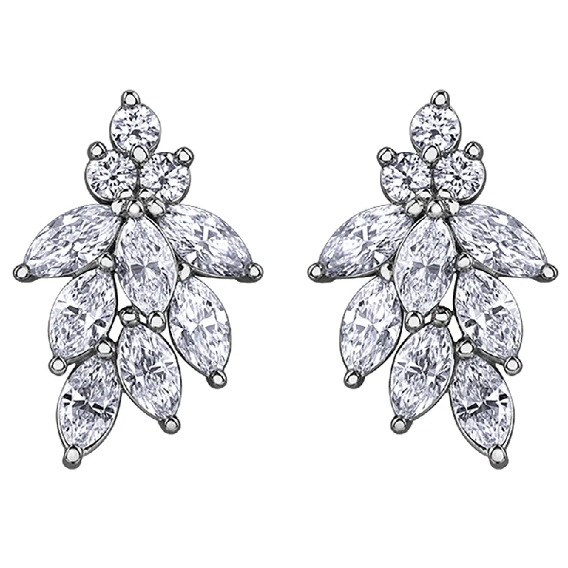 Marquise and Round Canadian Diamond Drop Earrings