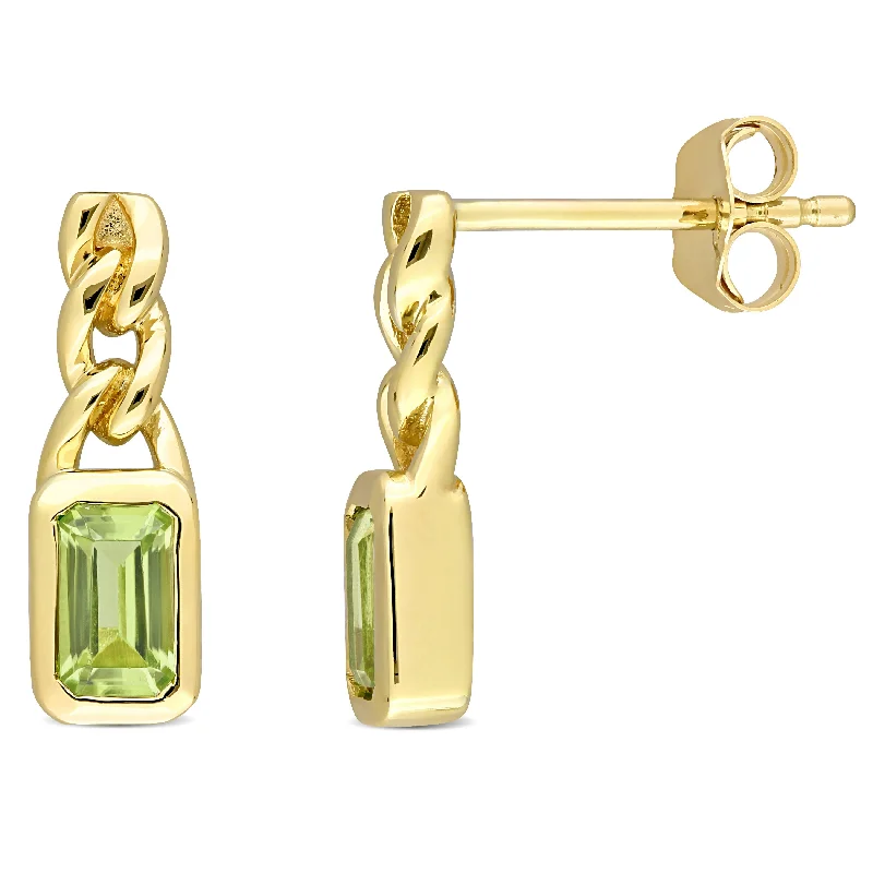 Mimi & Max 5/8ct TGW Octagon Peridot Link Drop Earrings in 10k Yellow Gold