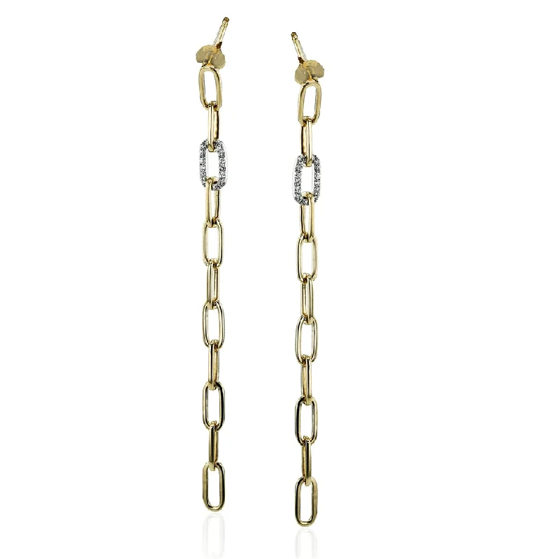 Modern Chain-Link Diamond Drop Earrings