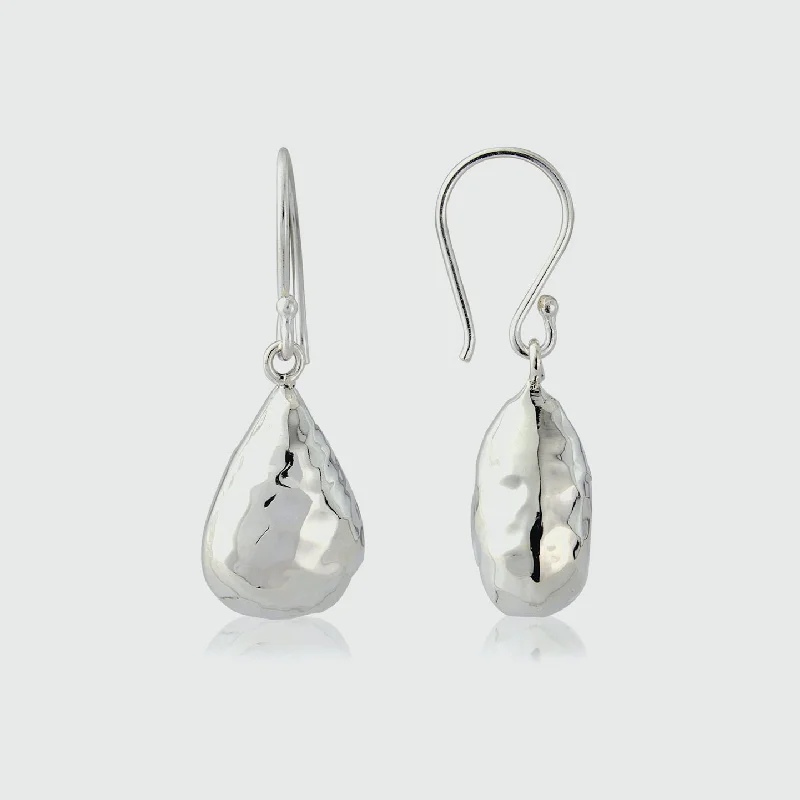 Orba Sterling Silver Hammered Teardrop Earrings