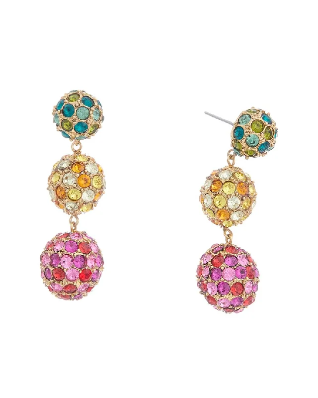 Oscar de la Renta 14K Tri Ball Drop Earrings