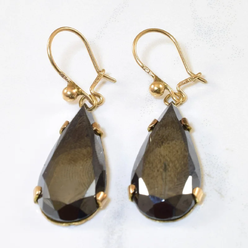 Pear Cut Hematite Drop Earrings | 15.00ctw |