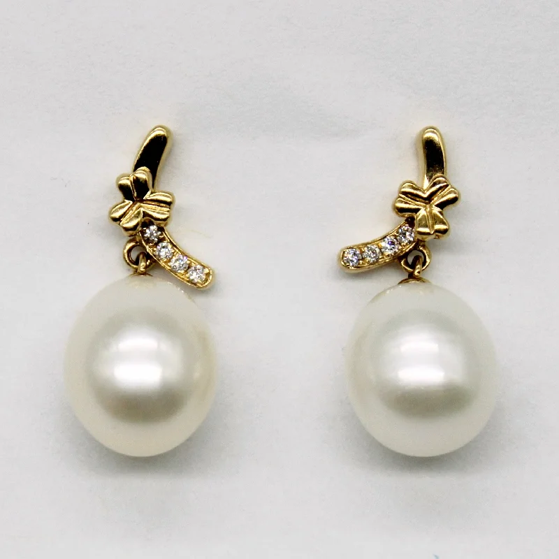 Pearl & Diamond Drop Earrings | 0.04ctw |