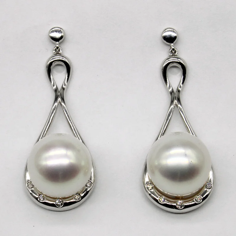 Pearl & Diamond Drop Earrings | 0.076ctw |