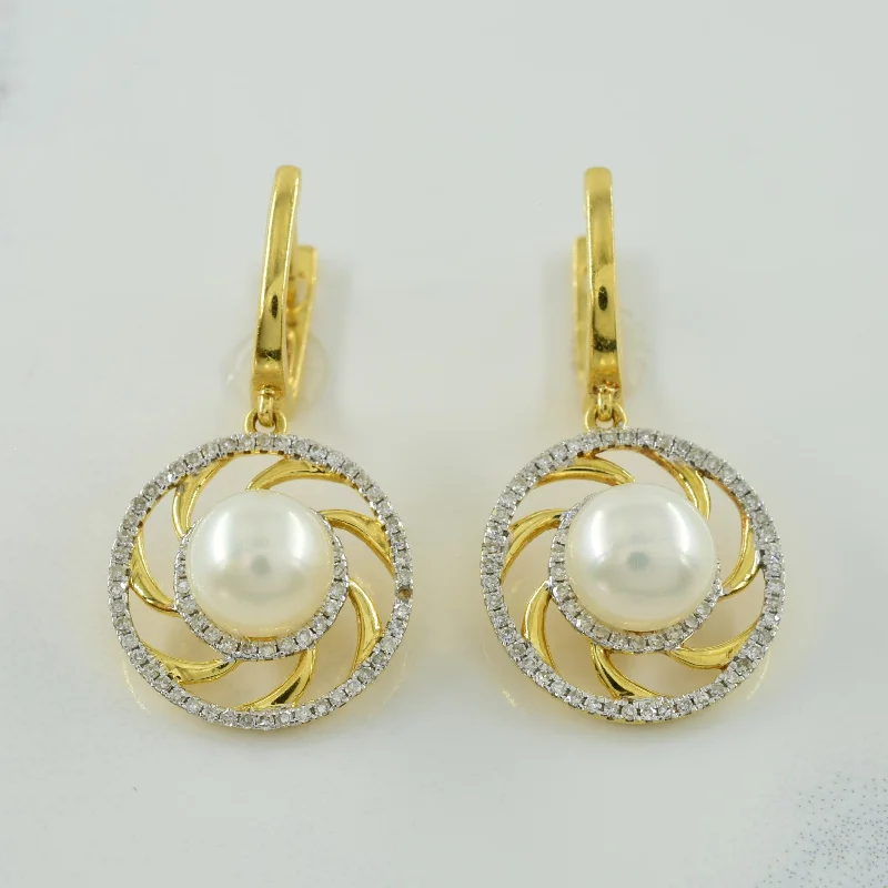 Pearl & Diamond Drop Earrings | 4.00ctw, 0.75ctw |