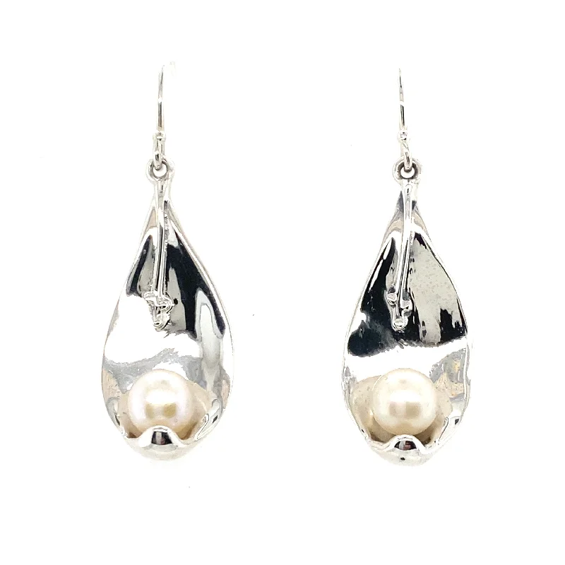 Pearl Leaf Drop Earrings