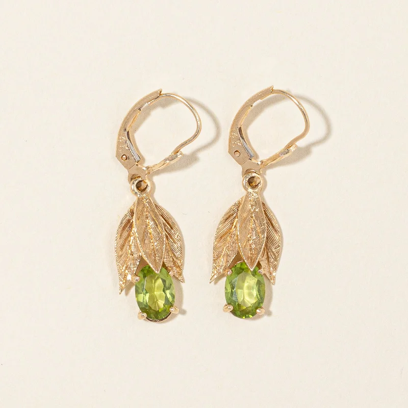 Peridot Leaf Drop Earrings | 1.20ctw |